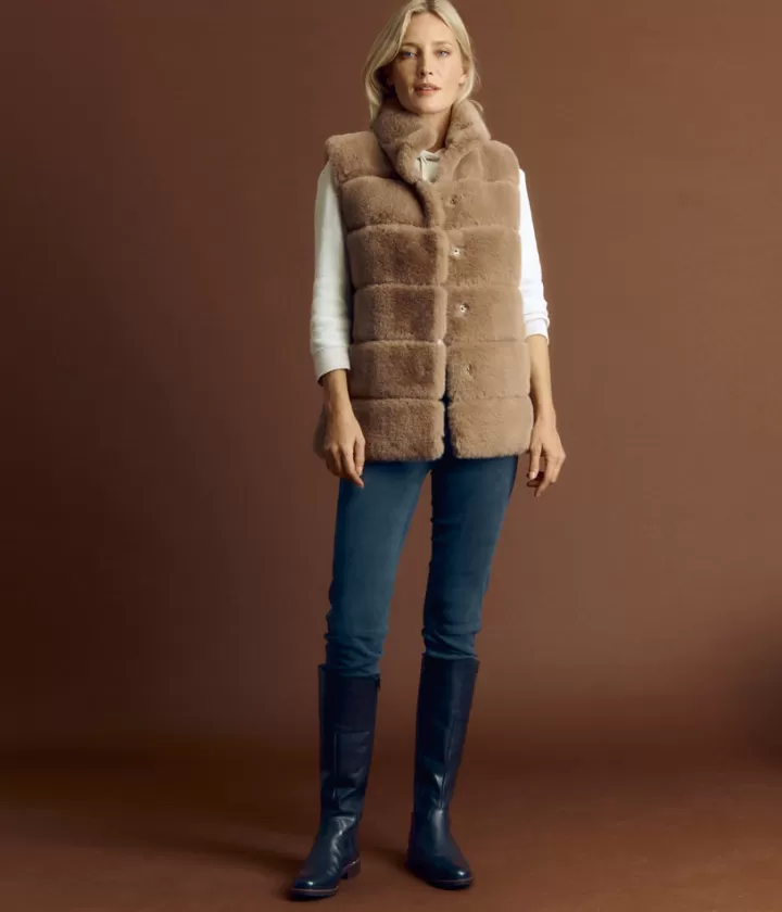 Vestes & Manteaux>DEVERNOIS Veste en fausse fourrure Sans manches Beigebeige