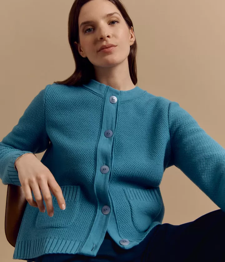 Vestes & Manteaux | Maille>DEVERNOIS Veste en laine Mérinos Made in France Bleumesange
