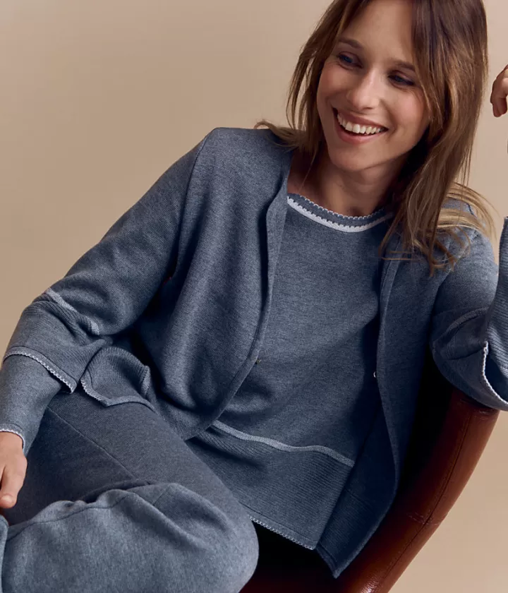 Vestes & Manteaux | Maille>DEVERNOIS Veste en laine Mérinos Tricotée en France Grischine