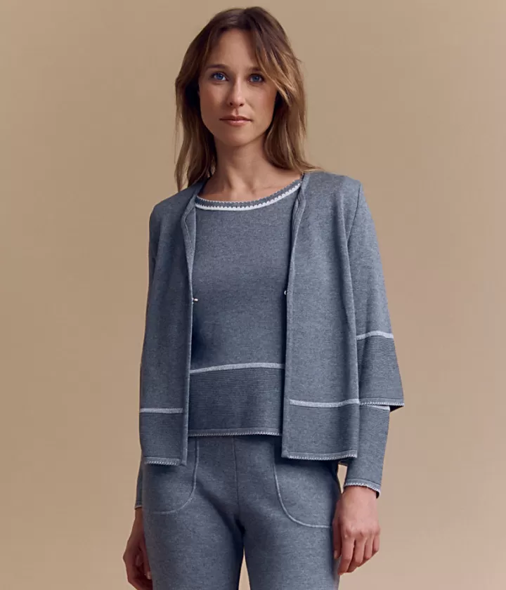 Vestes & Manteaux | Maille>DEVERNOIS Veste en laine Mérinos Tricotée en France Grischine