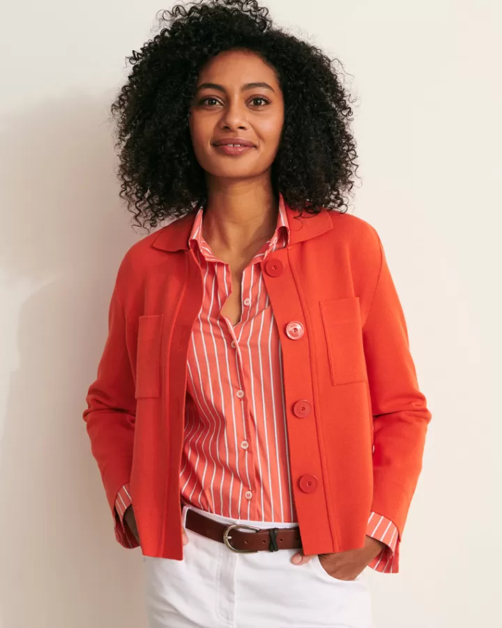 Vestes & Manteaux | Maille>DEVERNOIS Veste en maille milano stretch Tricotée en France Orange