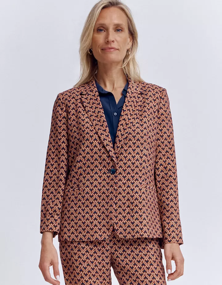 Vestes & Manteaux>DEVERNOIS Veste fluide imprimée En crêpe Marronocre