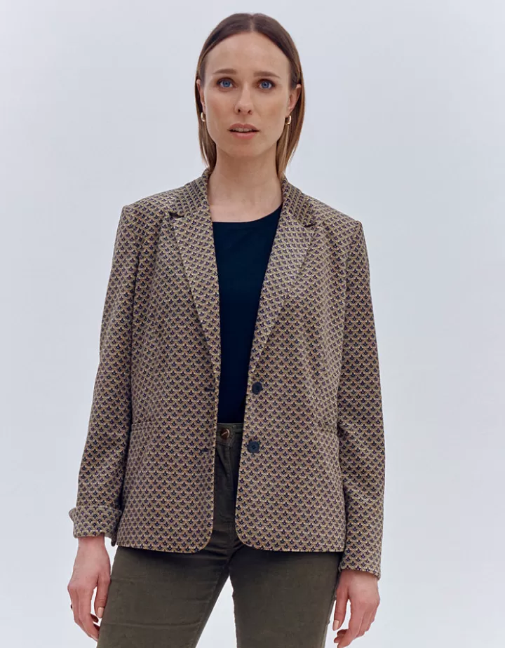 Vestes & Manteaux>DEVERNOIS Veste fluide imprimée En velours Vertclair