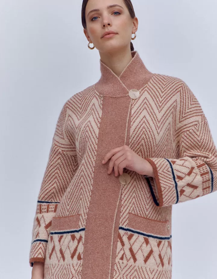 Vestes & Manteaux | Maille>DEVERNOIS Veste jacquard en mohair Tricotée en France Beige