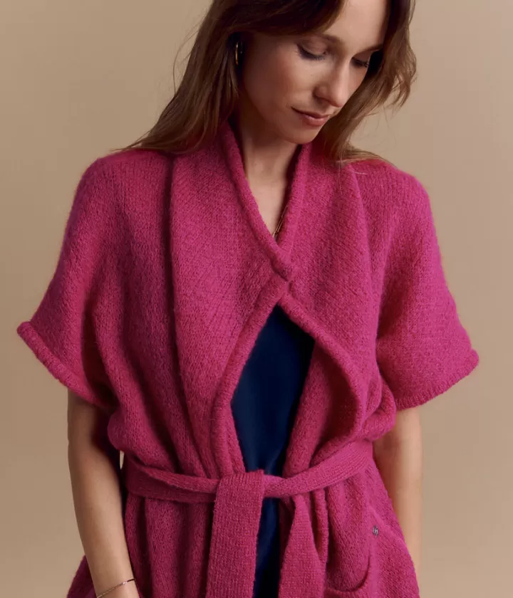 Vestes & Manteaux>DEVERNOIS Veste kimono en mohair Tricotée en France Roseindien
