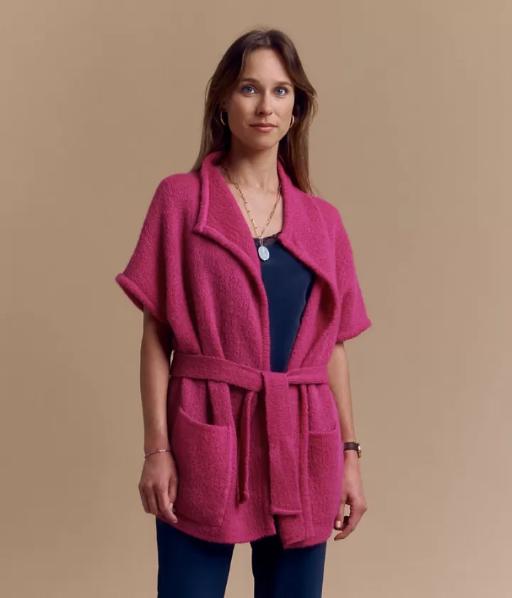Vestes & Manteaux>DEVERNOIS Veste kimono en mohair Tricotée en France Roseindien