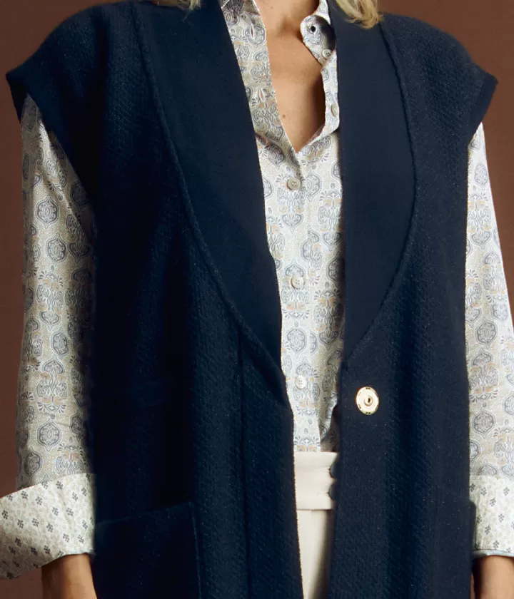 Vestes & Manteaux | Maille>DEVERNOIS Veste longue en laine Mérinos et alpaga Tricotée en france Noir