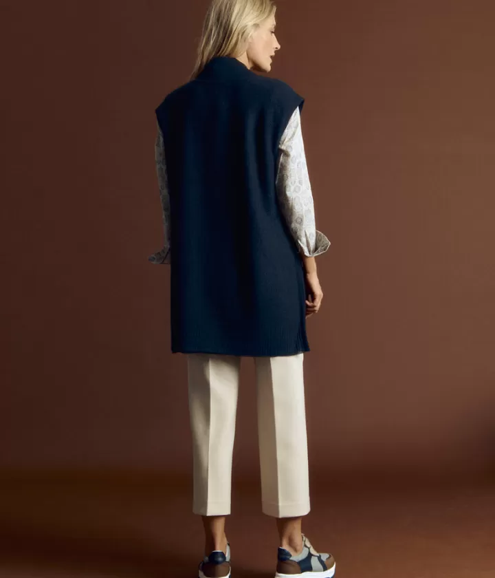 Vestes & Manteaux | Maille>DEVERNOIS Veste longue en laine Mérinos et alpaga Tricotée en france Noir