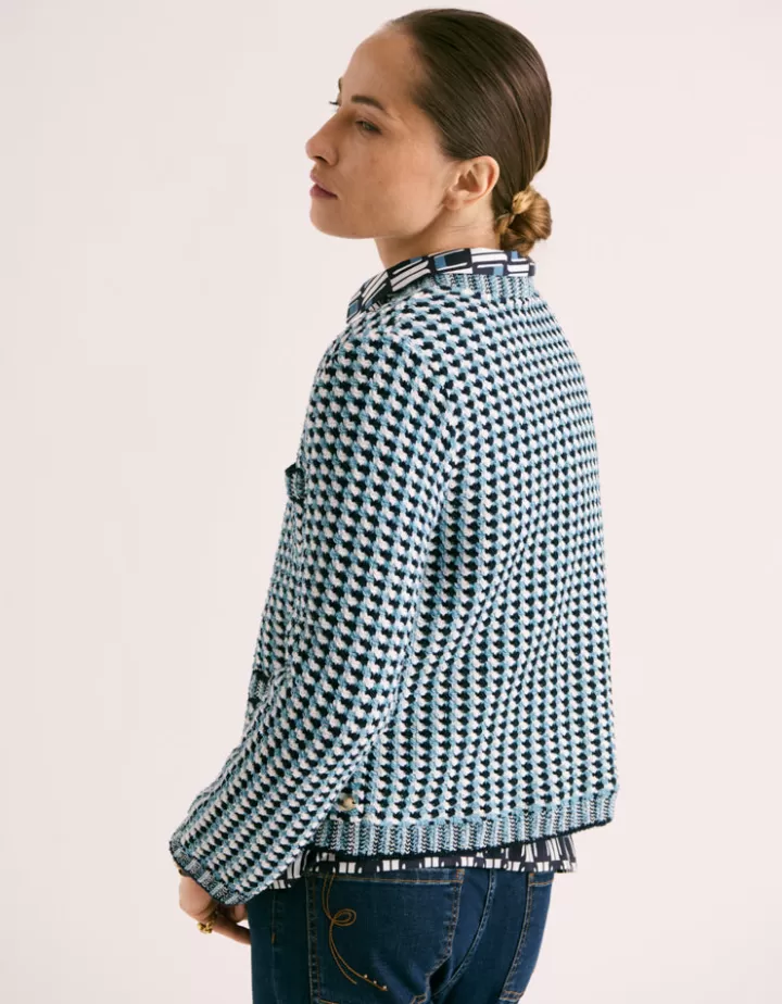 Vestes & Manteaux | Maille>DEVERNOIS Veste maille chenille Made in France Bleu