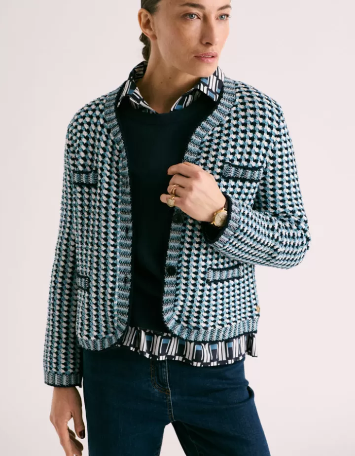Vestes & Manteaux | Maille>DEVERNOIS Veste maille chenille Made in France Bleu