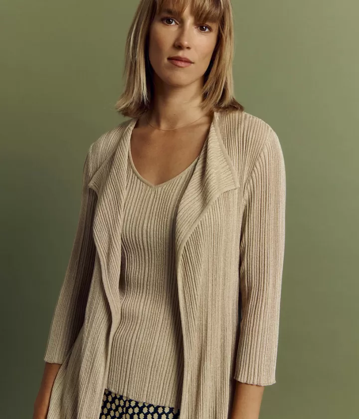 Maille>DEVERNOIS Veste maille côté irisée Tricotée en France Or