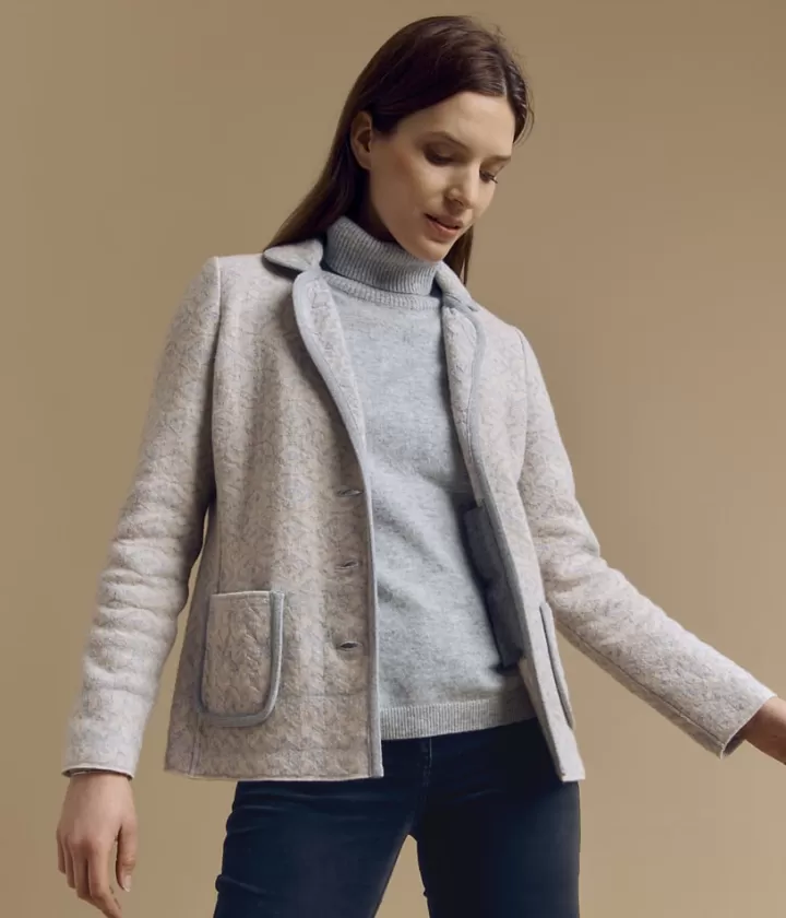 Vestes & Manteaux | Maille>DEVERNOIS Veste maille en laine Mérinos et cachemire Col tailleur Grischine