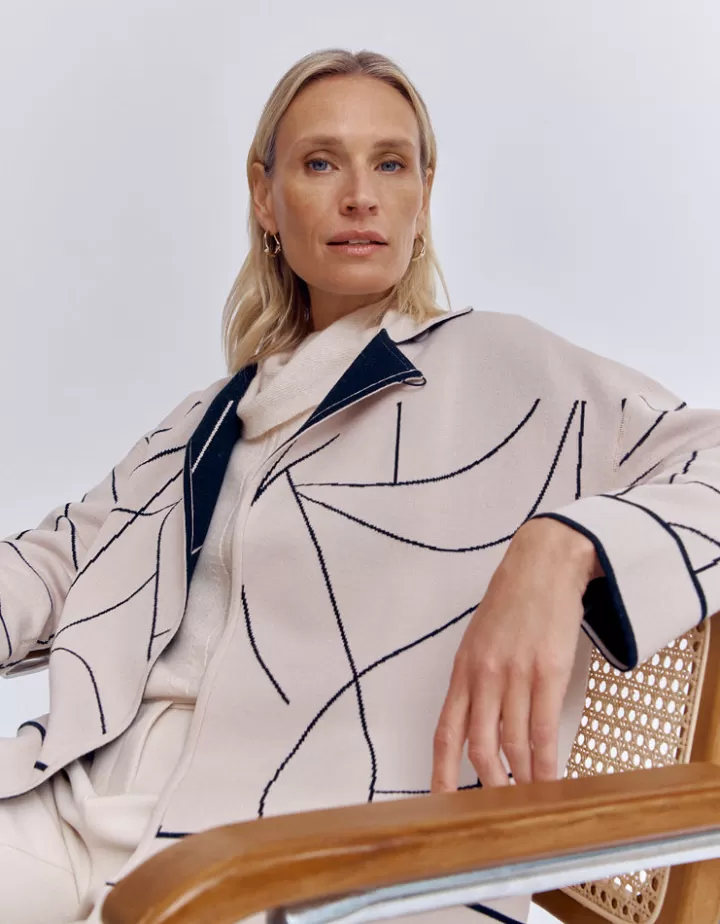 Vestes & Manteaux | Maille>DEVERNOIS Veste maille jacquard double face Tricotée en France Beige