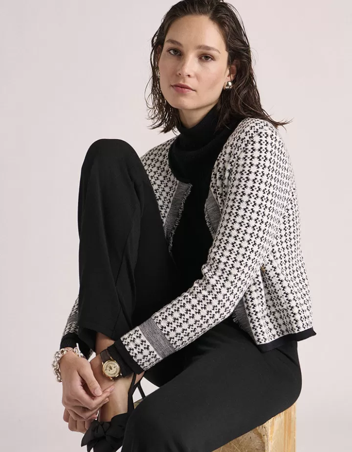 Vestes & Manteaux | Maille>DEVERNOIS Veste maille jacquard Tricotée en France Blanccasse