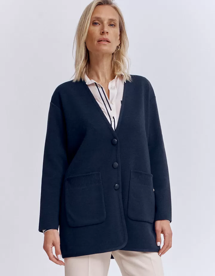 Vestes & Manteaux | Maille>DEVERNOIS Veste maille milano Tricotée en France Griscarbone
