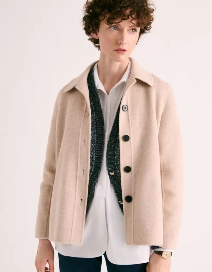 Vestes & Manteaux>DEVERNOIS Veste "sur-chemise" En laine double-face Beigepeau